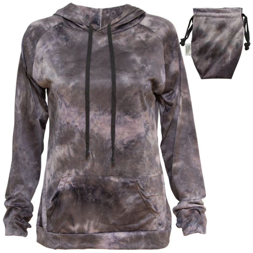 Hello Mello Women's Tie Dye Lounge Hoodie in Purple Passion, Large